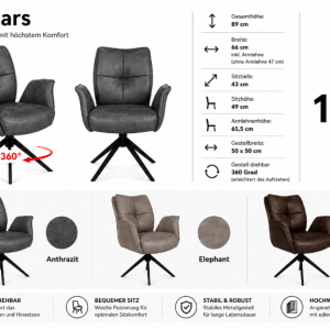 Stuhl Lars mit Armlehnen Dallas Fabric